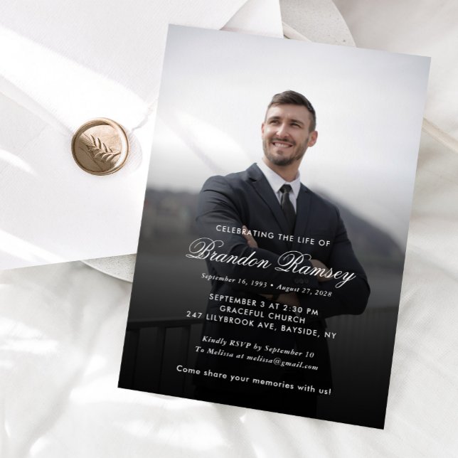Modern Photo Celebration of Life Funeral Memorial Invitation (Creator Uploaded)