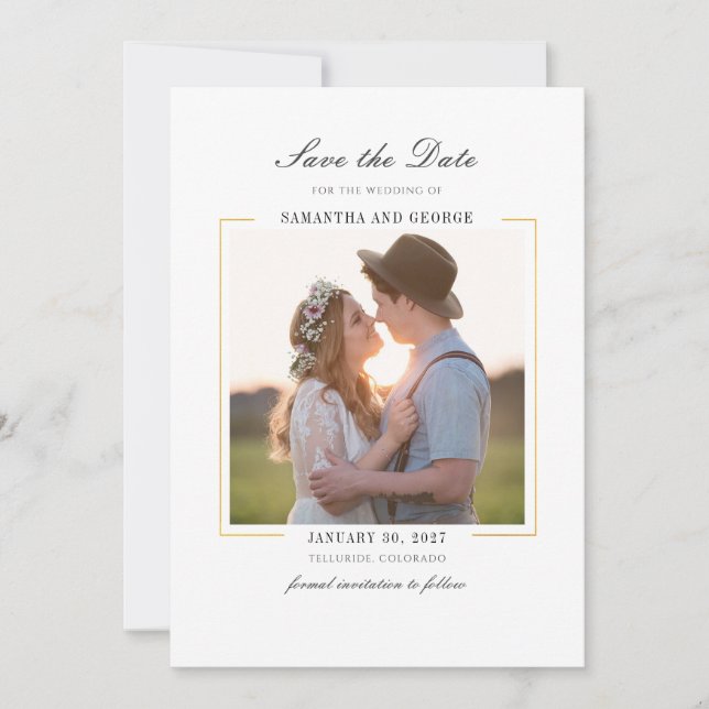 Modern Photo Chic Elegant Save The Date (Front)