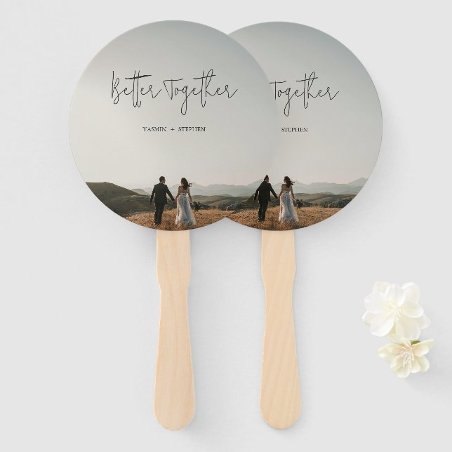 Modern Photo Chic Wedding Hand Fan (Front and Back)
