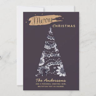 Modern Photo Christmas Card - Mauve Arty Tree