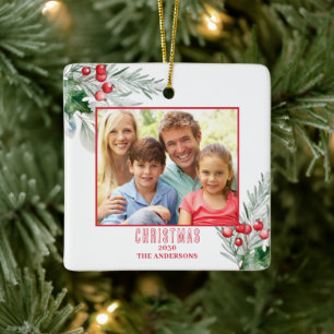 Modern Photo Christmas Year  Ceramic Ornament