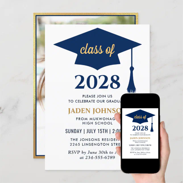 Modern PHOTO Class of 2023 Graduation Party Invitation | Zazzle