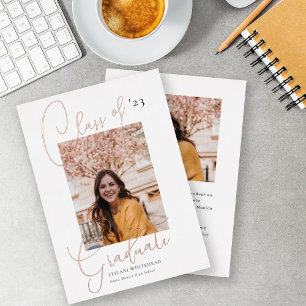 Modern Photo Class of Graduation Foil Invitation
