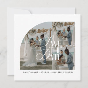 Modern Photo Collage Beach Destination Wedding  Save The Date