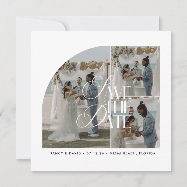 Modern Photo Collage Beach Destination Wedding  Save The Date (Front)
