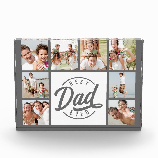 Modern Photo Collage Best Dad Ever Photo Block (Front)