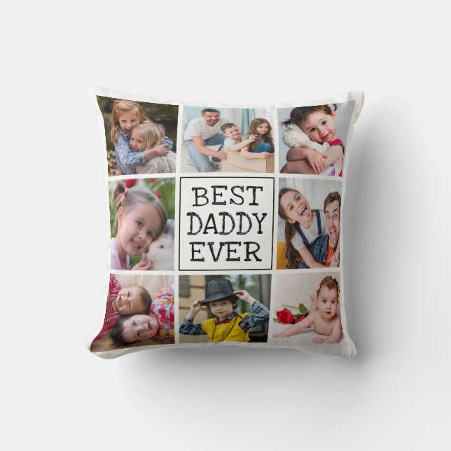 Modern Photo Collage  |  Best Daddy Ever Throw Pillow (Front)