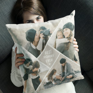 Modern Photo Collage 'Best MOM Ever'  Throw Pillow