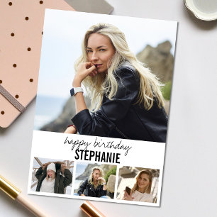 Modern Photo Collage Birthday Greeting Card