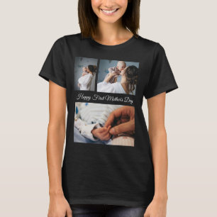 Modern Photo collage   Black And White Mothers Day T-Shirt
