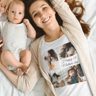 Modern Photo collage   Black And White Mothers Day T-Shirt