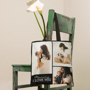 Modern Photo collage Black And White Mothers Day Tote Bag