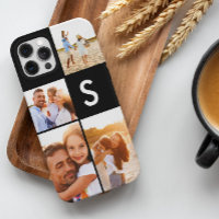 Modern photo collage black initial monogram