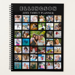 Modern Photo Collage Black Personalized Planner