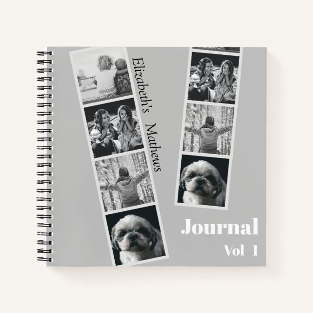 Modern photo collage black & white Notebook (Front)