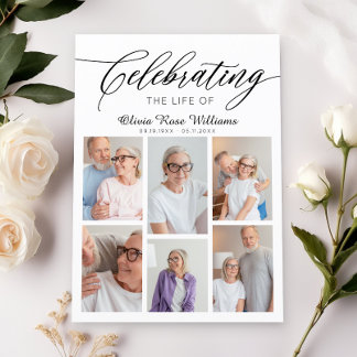 Modern Photo Collage Celebration Of Life Invitation