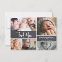 Modern Photo Collage Chalkboard Baby Shower 