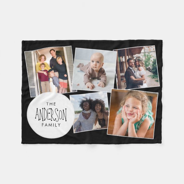 Modern Photo Collage Chic Family Friends Keepsake Fleece Blanket (Front (Horizontal))
