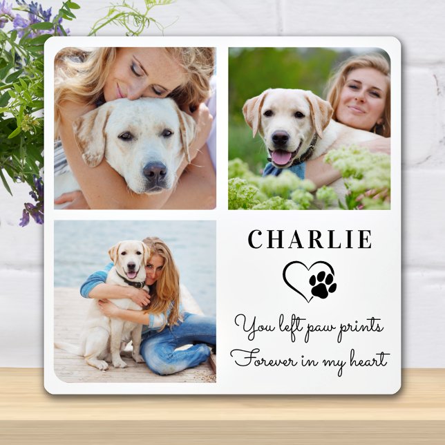 Modern Photo Collage Custom Pet Dog Memorial Plaque (Creator Uploaded)