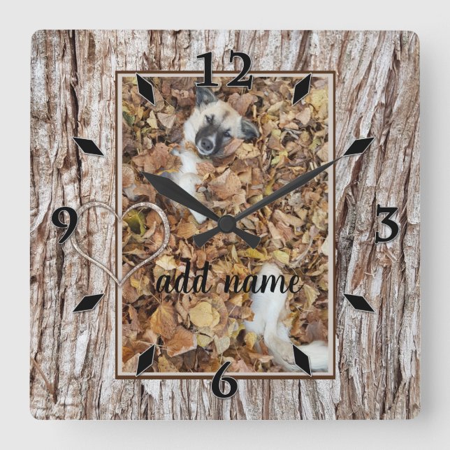 modern Photo collage dog pet funny Round Clock (Front)