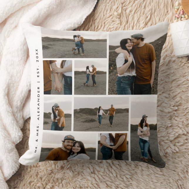 Modern Photo Collage Editable Throw Pillow (Blanket)