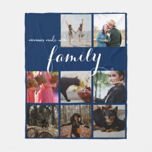 Modern Photo Collage Family Typography Fleece Blanket