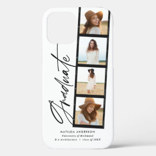 Modern photo collage film script graduation announ iPhone 12 case