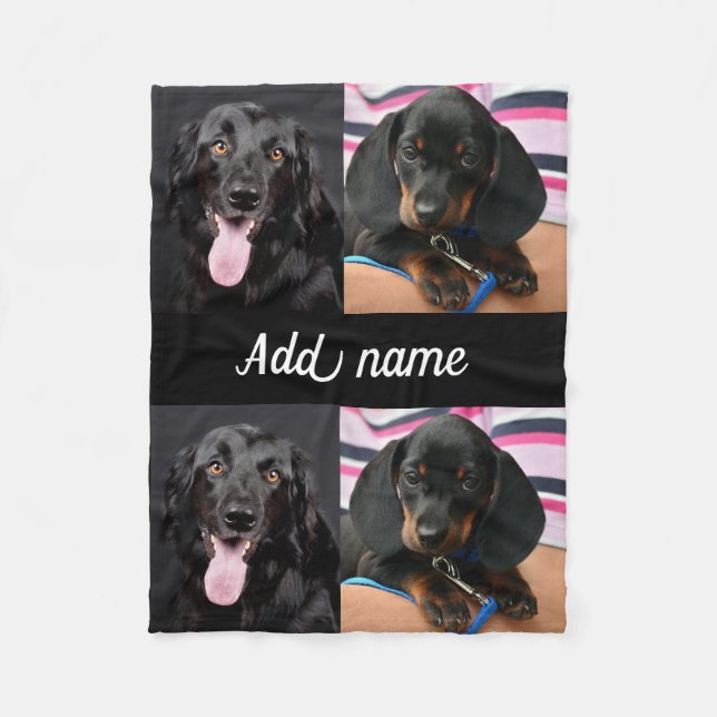 Modern Photo Collage Fleece Dog Blanket, Small Blanket (Front)