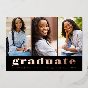 Modern Photo Collage Foil Graduation Announcement