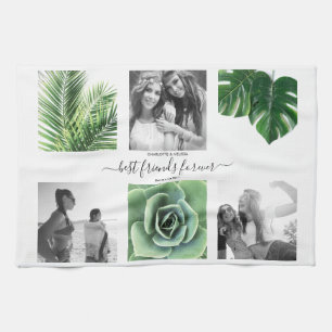 Modern photo collage friends kitchen towel