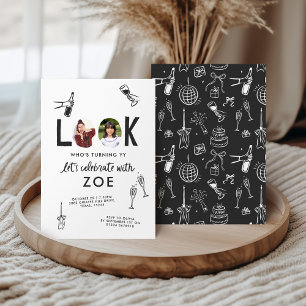 Modern Photo Collage Fun Hand-Drawn Birthday Invitation