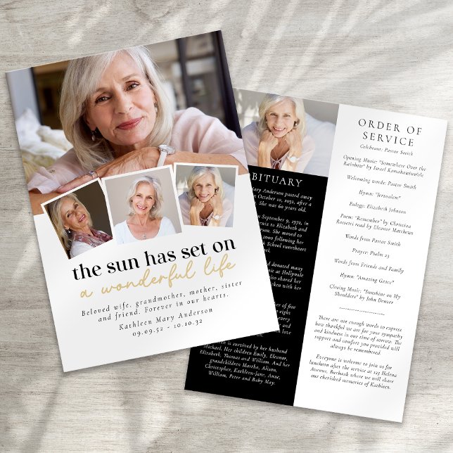 Modern Photo Collage Funeral Order of Service Program (Creator Uploaded)