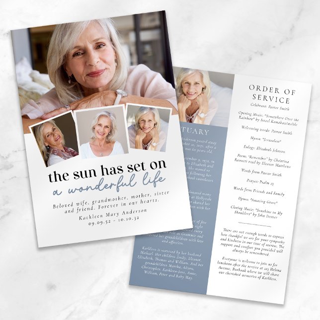 Modern Photo Collage Funeral Order of Service Program (Creator Uploaded)