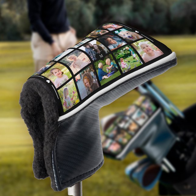 Modern photo collage golfer monogram personalized golf head cover (Creator Uploaded)