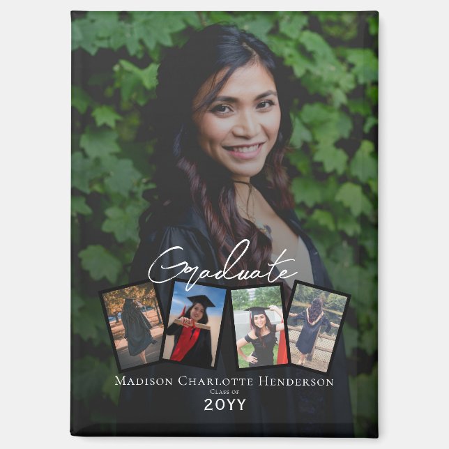 Modern Photo Collage Graduation Keepsake Magnet (Front)