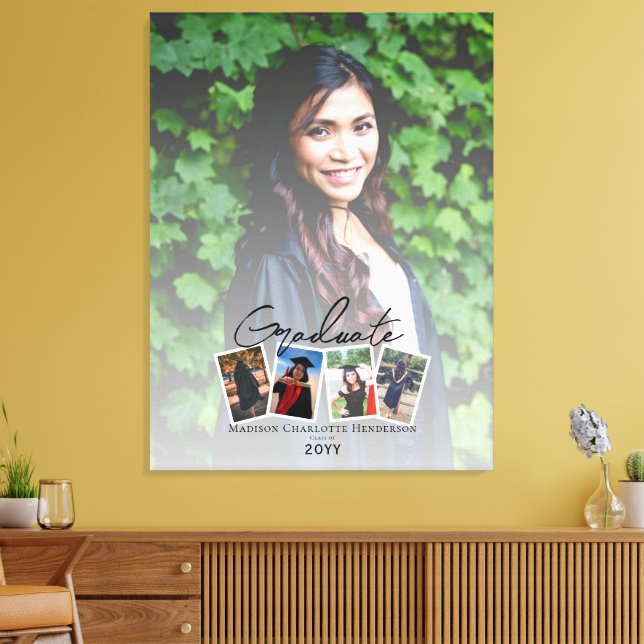 Modern Photo Collage Graduation Keepsake | White Canvas Print (Insitu(LivingRoom))