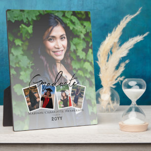 Modern Photo Collage Graduation Keepsake   White Plaque