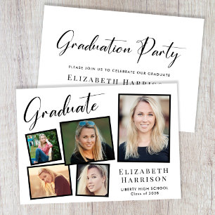 Modern Photo Collage Graduation Party Invitation