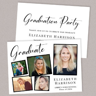 Modern Photo Collage Graduation Party Invitation