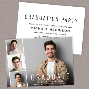 Modern Photo Collage Graduation Party Invitation