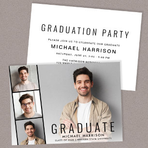 Modern Photo Collage Graduation Party Invitation