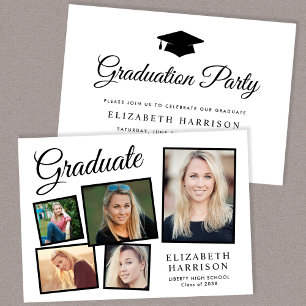 Modern Photo Collage Graduation Party Invitation