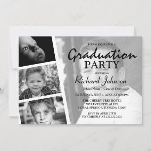 Modern Photo Collage Graduation Party Invitation