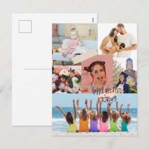 Modern photo collage Happy belated birthday card