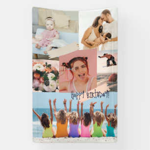 Modern photo collage Happy birthday Cute Banner