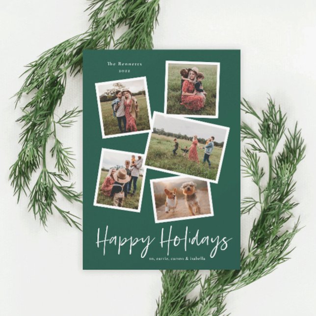Modern Photo Collage Happy Holidays Holiday Card (Creator Uploaded)