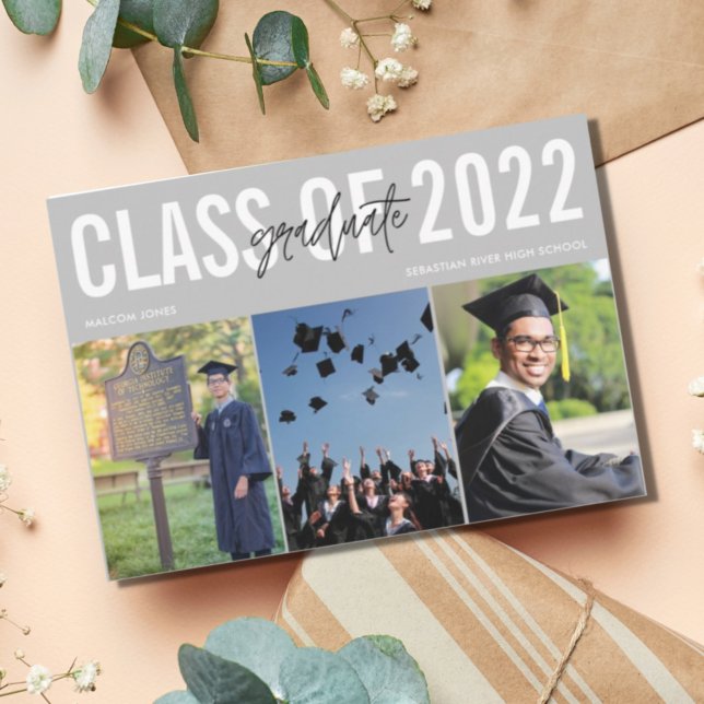 Modern Photo Collage High School Graduation Announcement (Creator Uploaded)