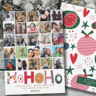 Modern photo collage Ho Ho Ho Christmas Card
