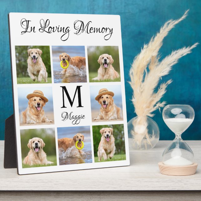 Modern Photo Collage In Loving Memory Pet Memorial Plaque (Side)