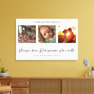 Modern Photo Collage Italian Mangia Bene Canvas Print